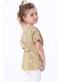 Girls\' blouse with ties, beige and yellow NDZ8200 - Online store - Boutique